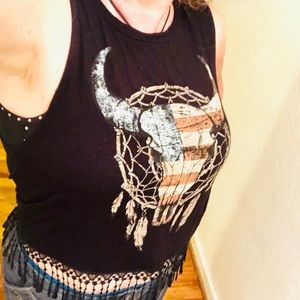 American Rebel fringed longhorn skull